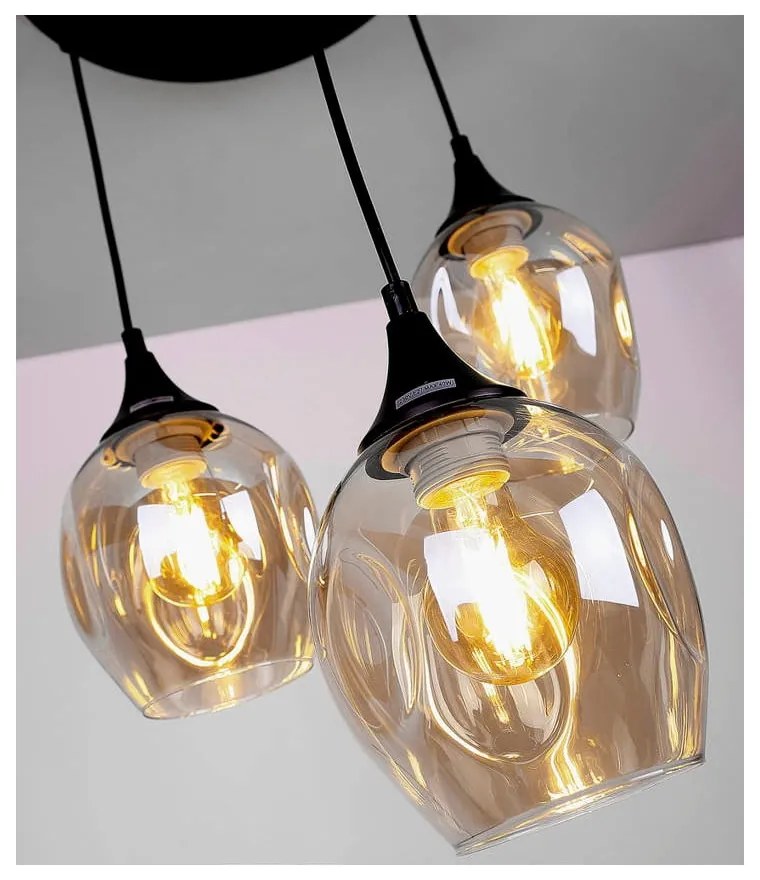 Черно висящо осветително тяло със стъклен абажур Aspa - Candellux Lighting