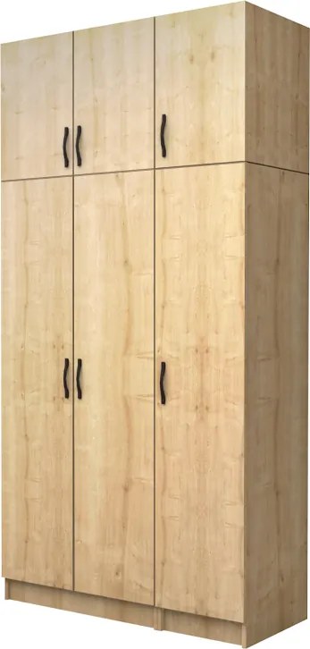 Шкаф с три врати от меламин Vivian с кабинет в цвят дъб 120x51.8x240см.