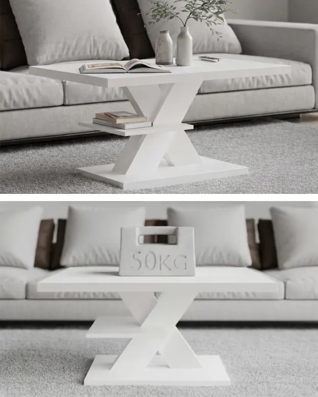 Модерна масичка за кафе Detroit - 90 x 60 x 45 cm Бял