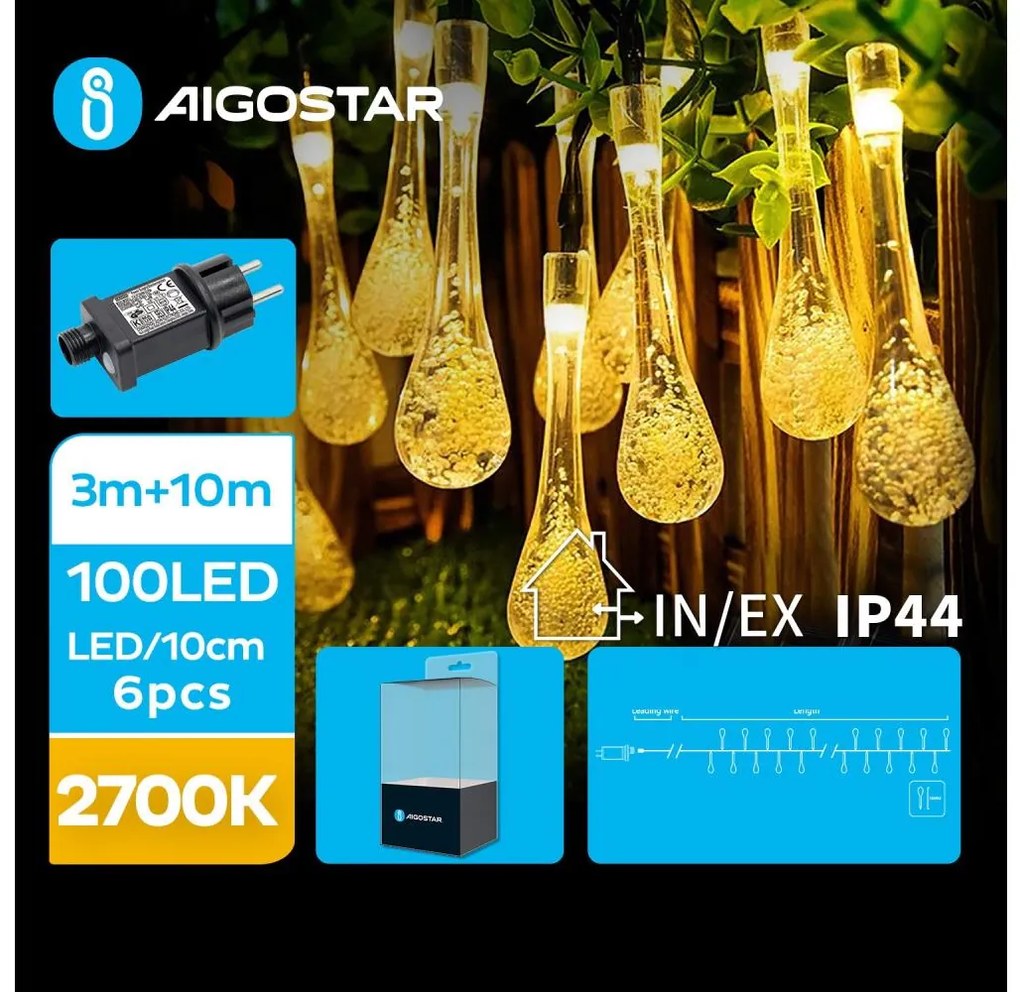 Aigostar - LED Екстериорни декоративни лампички 100xLED/8 функции 13 м IP44 топло бял