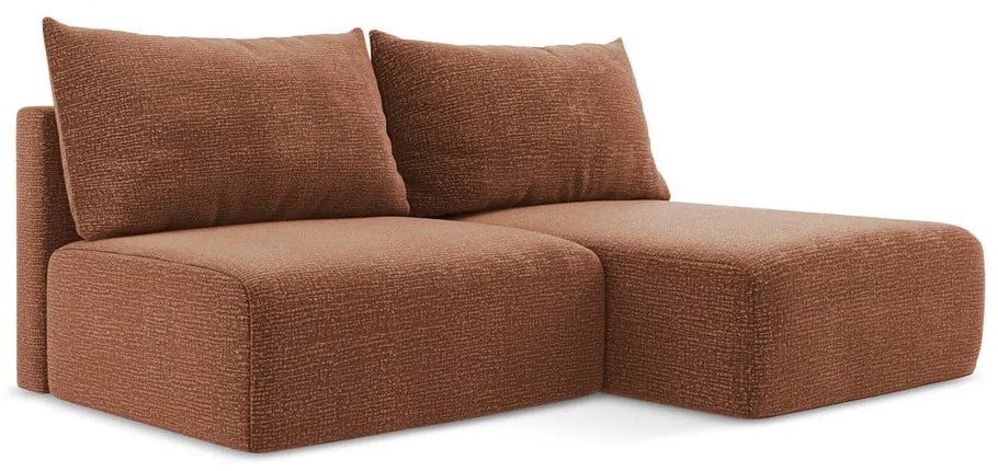 Разтегателен ъглов диван с място за съхранение в тухлен цвят (десен ъгъл) Kalena – Makamii