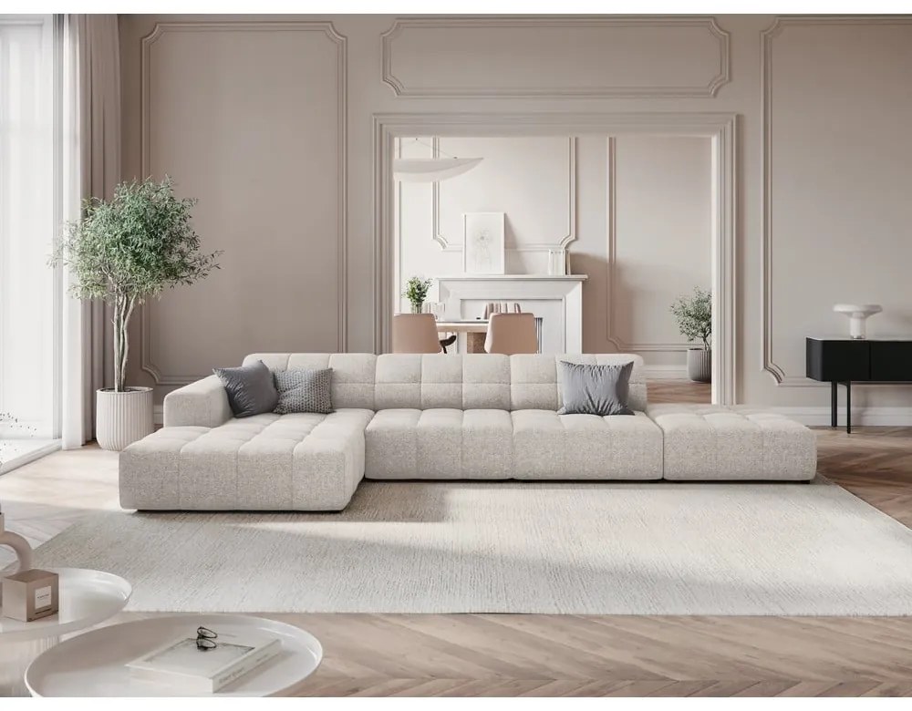 Светлосив ъглов диван (ляв ъгъл) Chicago - Cosmopolitan Design