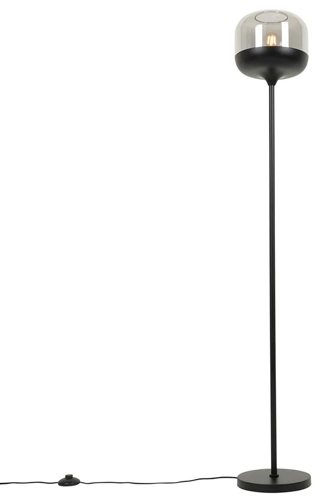 Дизайнерски подов аплик черен със злато и опушено стъкло - Kyan