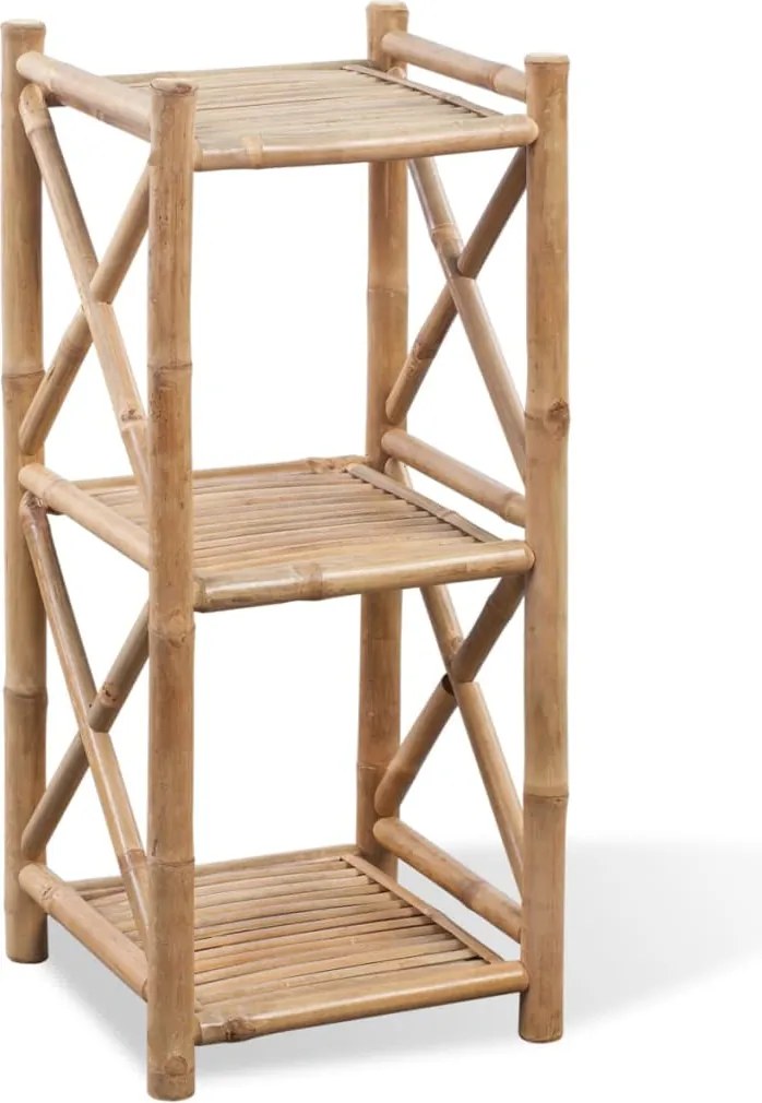 242491 vidaXL Бамбуков квадратен стелаж, 3 рафта