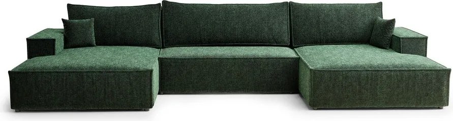 Тъмнозелен шенилов сгъваем/с място за съхранение ъглов диван (U форма) Kyoto – Maison de Rêve