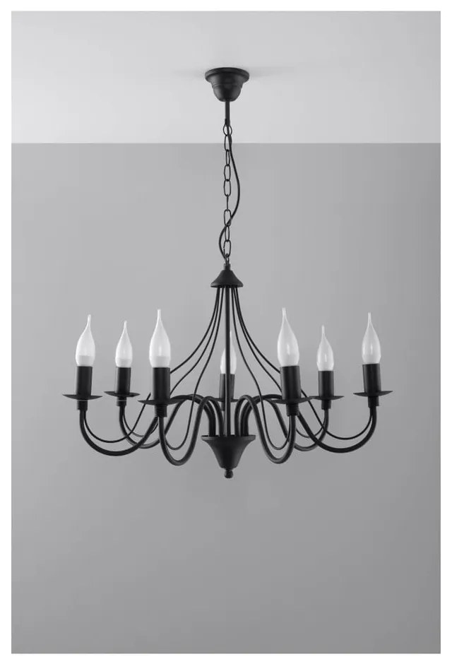 Черна висяща лампа 7 Fiorano - Sollux