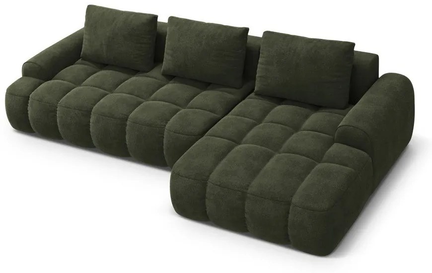 Зелен кадифен сгъваем/с място за съхранение ъглов диван (десен ъгъл) Linz – Cosmopolitan Design