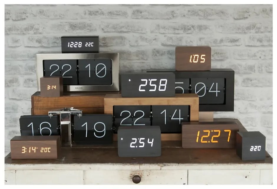 Черен будилник , 8 x 8 cm Mini Cube - Karlsson