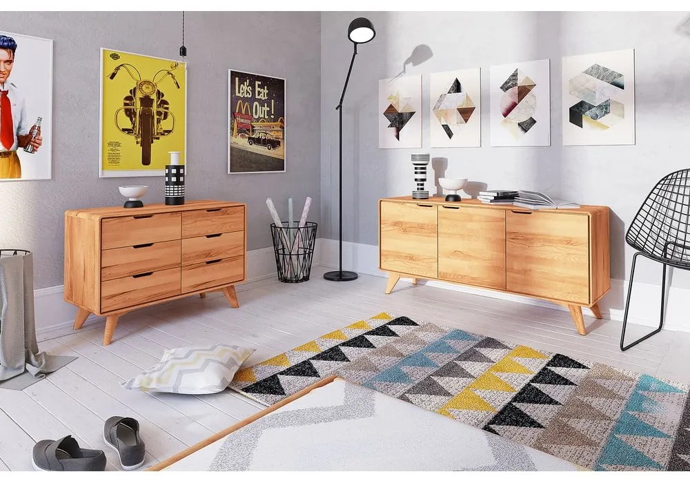 Нисък скрин от букова дървесина 90x63 cm Greg - The Beds