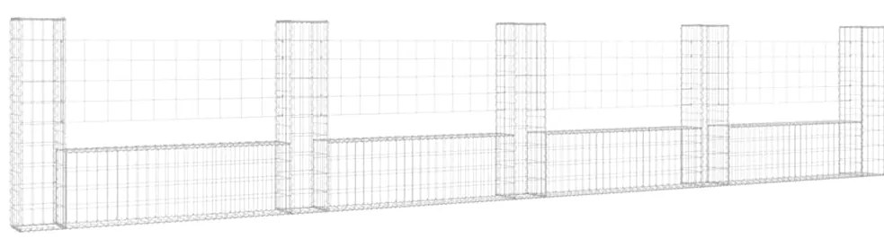 151278 vidaXL U-образна габионна кошница с 5 стълба, желязо, 500x20x100 см