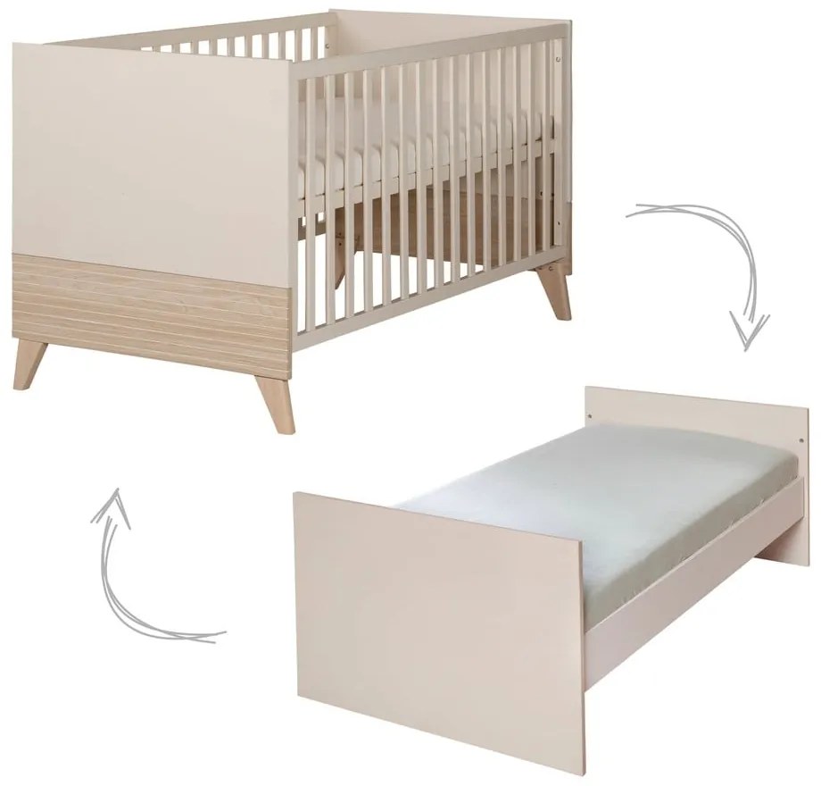 Бежово детско креватче 70x140 cm с регулируема височина Sidney – Roba
