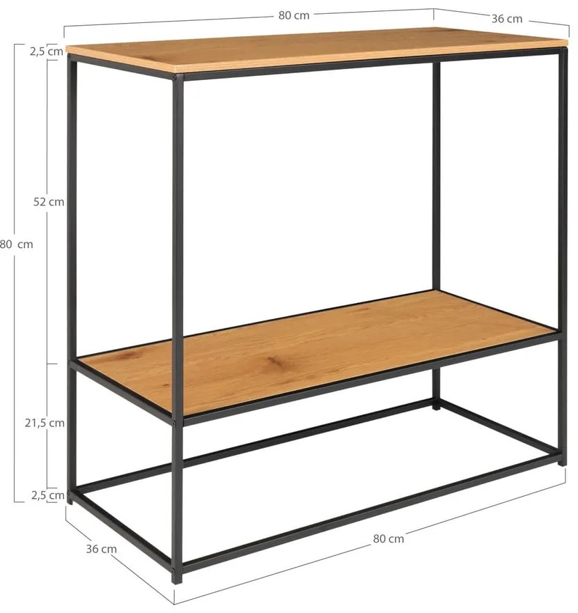 Конзолна маса с плот в дъбов декор в естествен цвят 80x36 cm Vita - House Nordic