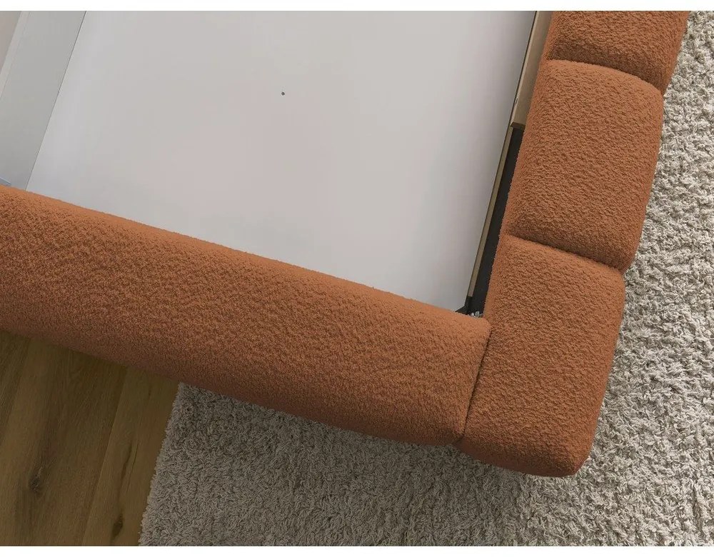 Оранжево двойно тапицирано легло с място за съхранение с включена подматрачна рамка 160x200 cm Denali – Bobochic Paris