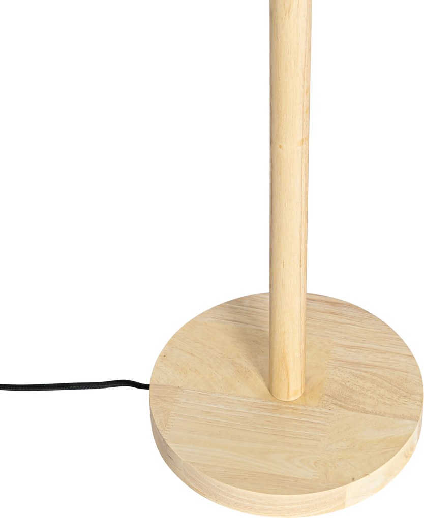 Дървена подова лампа с овален кадифен абажур с дизайн на листа 50 см - Mels