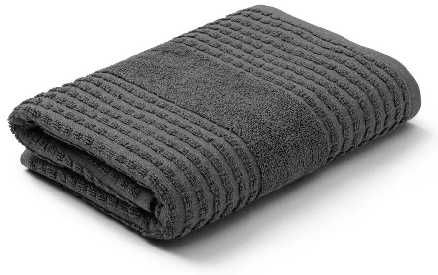 Тъмносива кърпа от органичен памук от тери 50x100 cm Check – JUNA