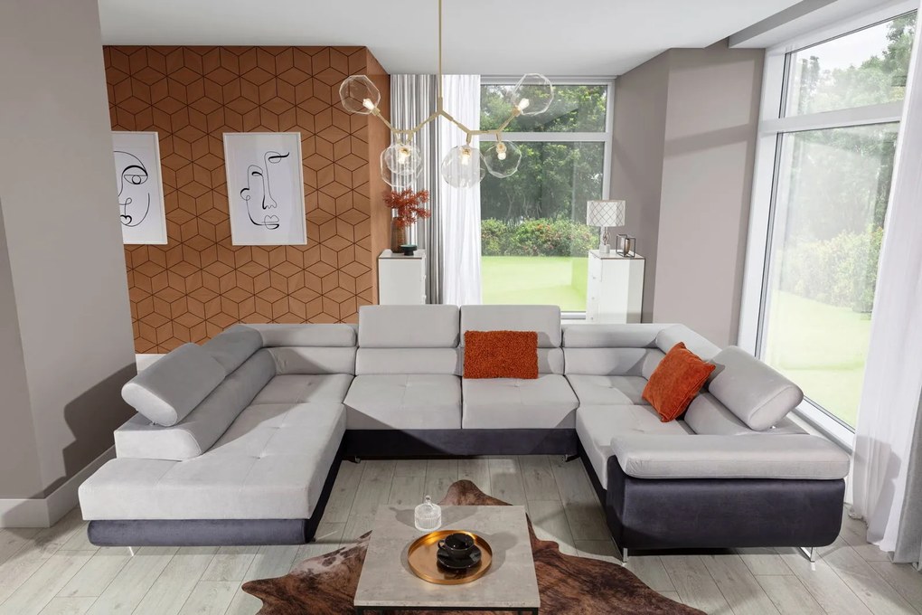 Ъглов диван Ollenne-Left-Gray light - Gray Dark