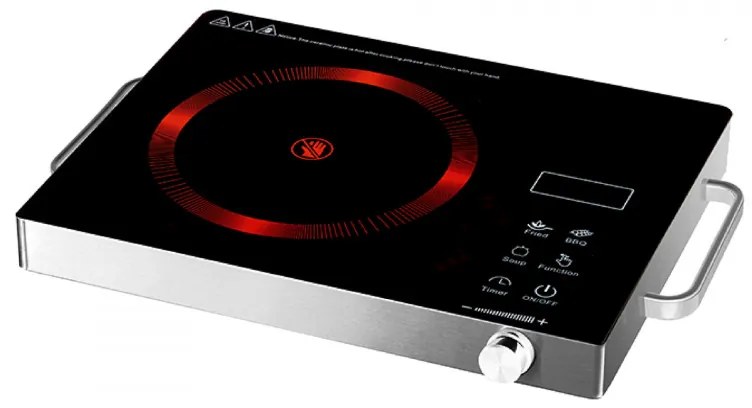 Единичен инфрачервен котлон Elite EFP-1254M, 2200W, Сензорно управление, LED дисплей, Таймер, Черен/мат