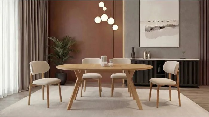 АЛМО Естествен дъб - КРЪГЛА ЛОФТ/ИНДУСТРИАЛНА МАСА ЗА ХОЛ/ТРАПЕЗАРИЯ РАЗТЕГАТЕЛНА