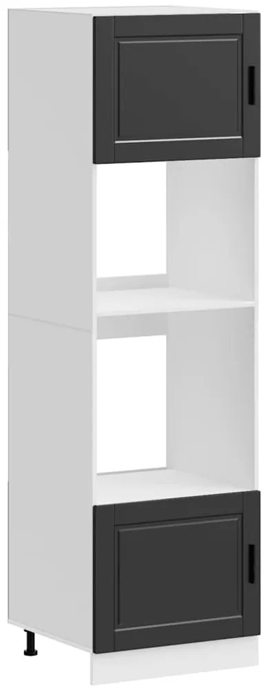3315052 vidaXL Шкафове за фурна 2 бр Porto, черен, инженерно дърво