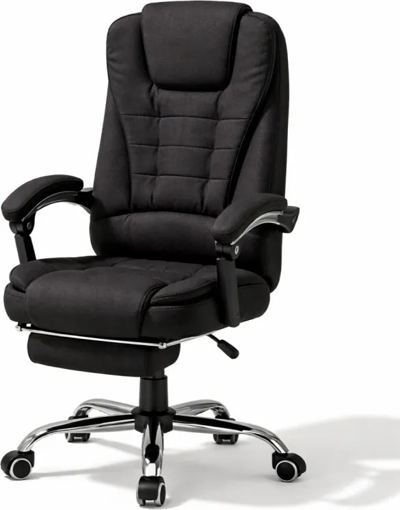 Офис стол BOSS с подложка за крака - черна тъкан