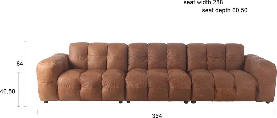 Кожен модулен диван в цвят кафяв коняк 364 cm Hackman – Dutchbone