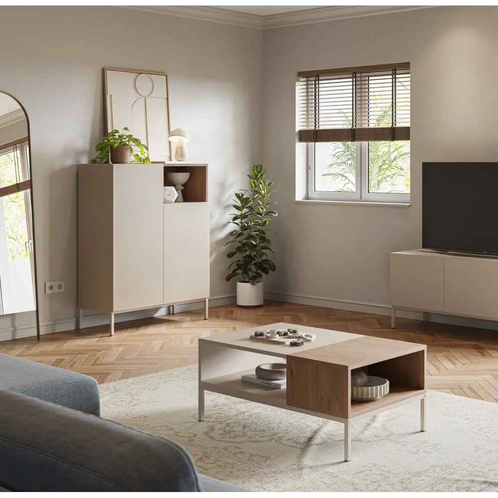 Кремава масичка за кафе 56x90 cm Cailin – Marckeric