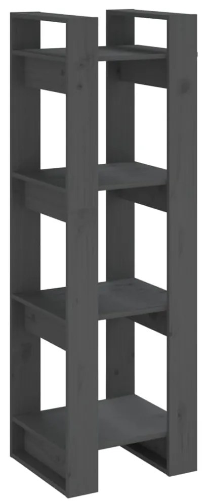 813866 vidaXL Библиотека/разделител за стая, сива, 41x35x125 см, бор масив