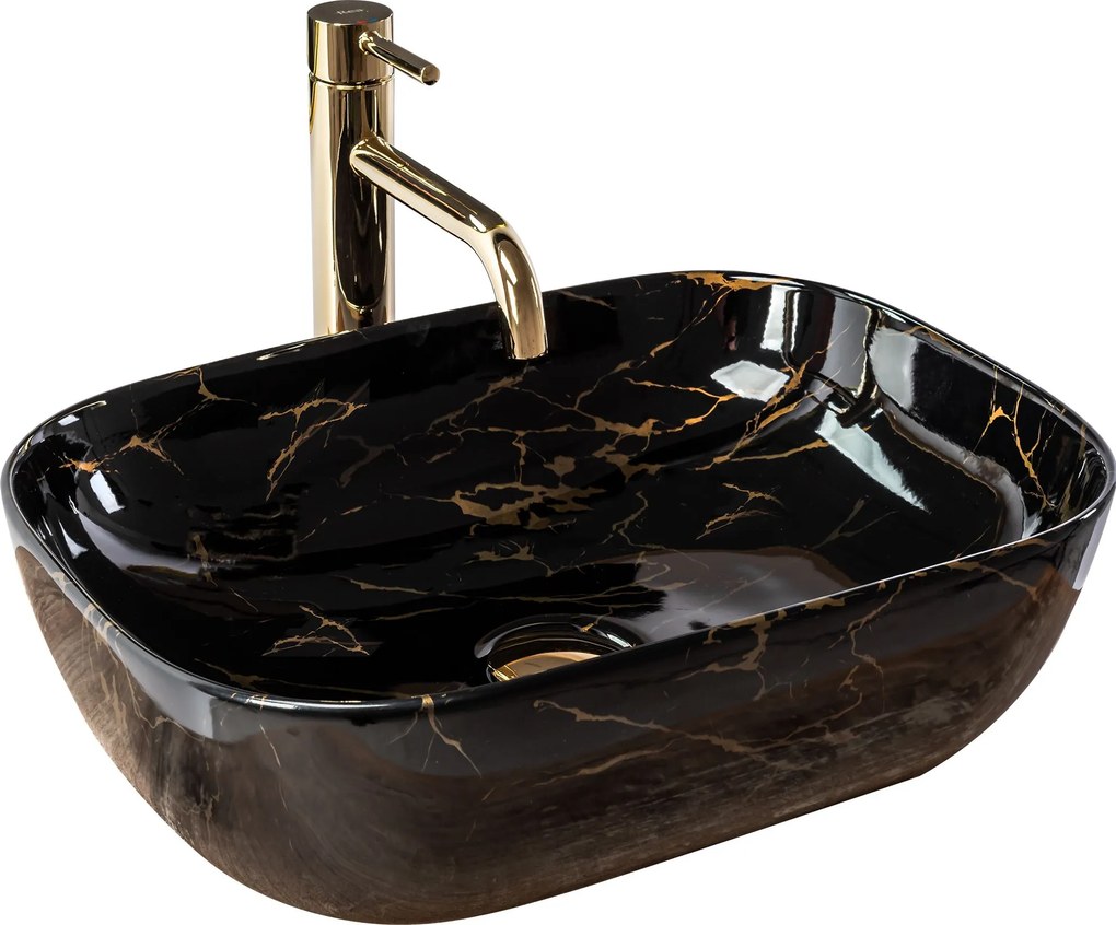 Умивалник за плот Rea Belinda Black Marble shiny