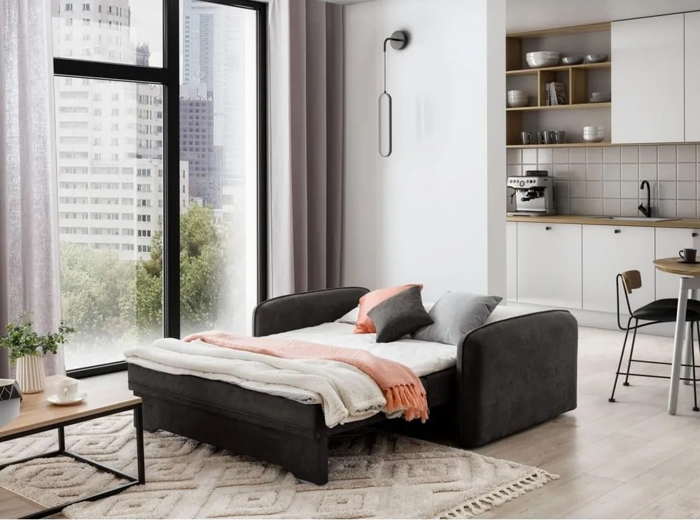 Тъмносив шенилов разтегателен диван с място за съхранение 155 cm Laine – ELTAP