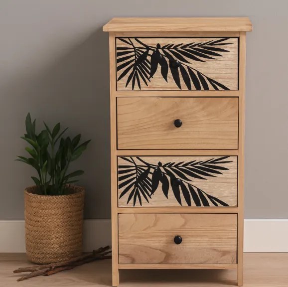 Комод ZOFIA с 4 чекмеджета - бохо дизайн, 40 x 29 x 73 cm