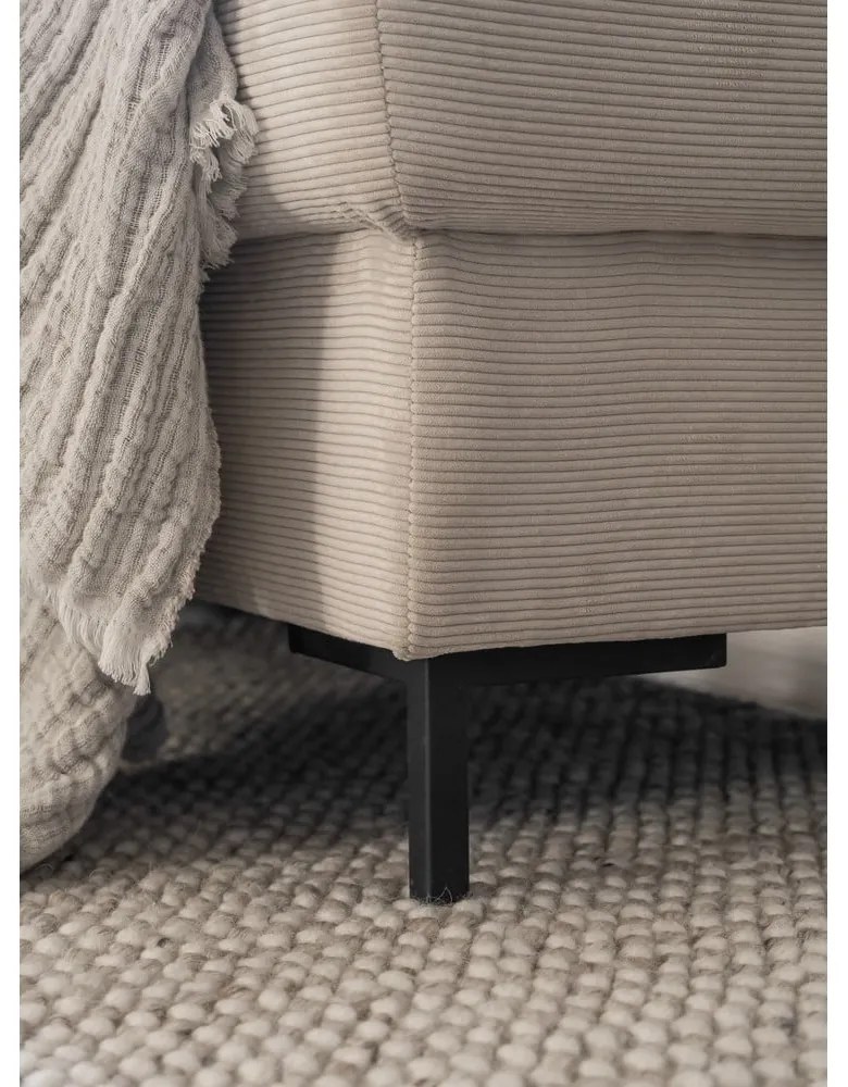 Бежов разтегателен ъглов диван от рипсено кадифе (ляв ъгъл) Lofty Lilly – Miuform