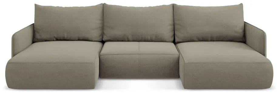 Бежов разтегателен ъглов диван с място за съхранение Nanea – Makamii