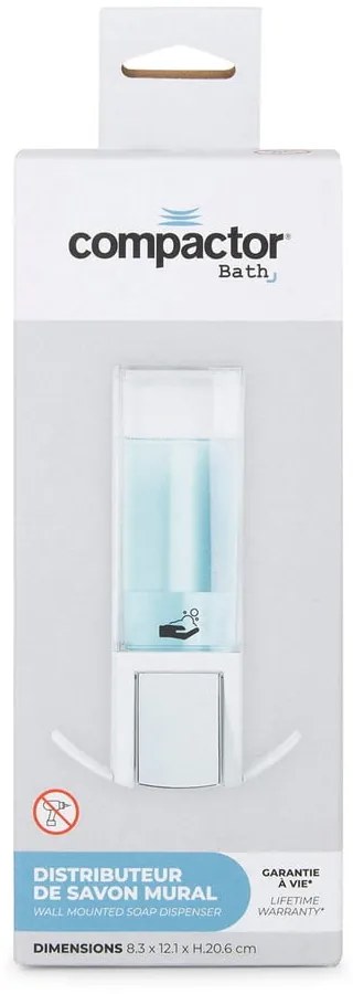 Бял диспенсър за сапун, монтиран на стена, 500 ml - Compactor