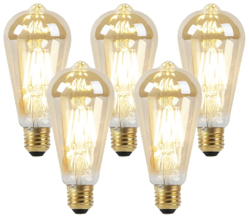 Комплект от 5 LED крушки E27 Димиране до топло злато 8W 806lm 2000-2700K