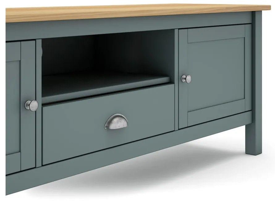 Маса за телевизор сиво-зелена от масивен бор 158x53x40 cm Misti – Marckeric