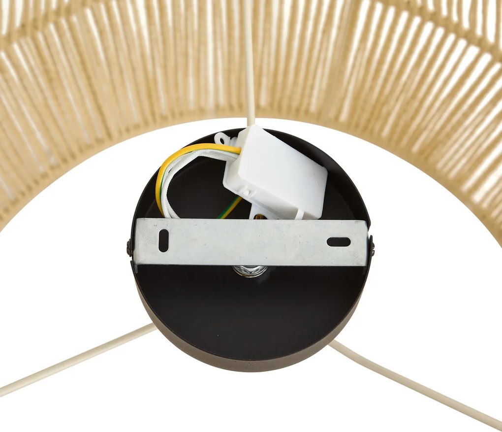 Plafondlamp zwart met beige papieren kap 50/50/30 - Cyl