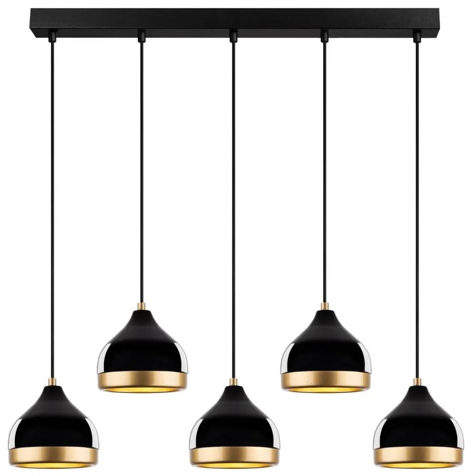 Полилей на кабел YILDO 5xE27/40W/230V черно/златисто