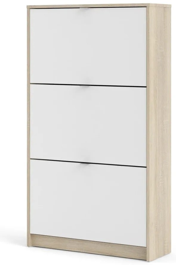 Бяла/естествена накланяща се стойка за обувки от декор от дъб Shoes – Tvilum