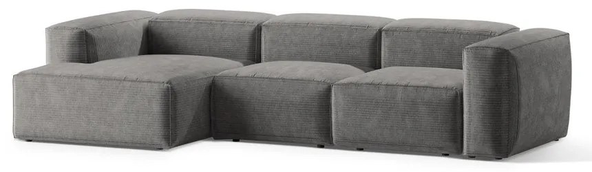 Светлосив ъглов диван от рипсено кадифе (ляв ъгъл) Bergamo – Cosmopolitan Design