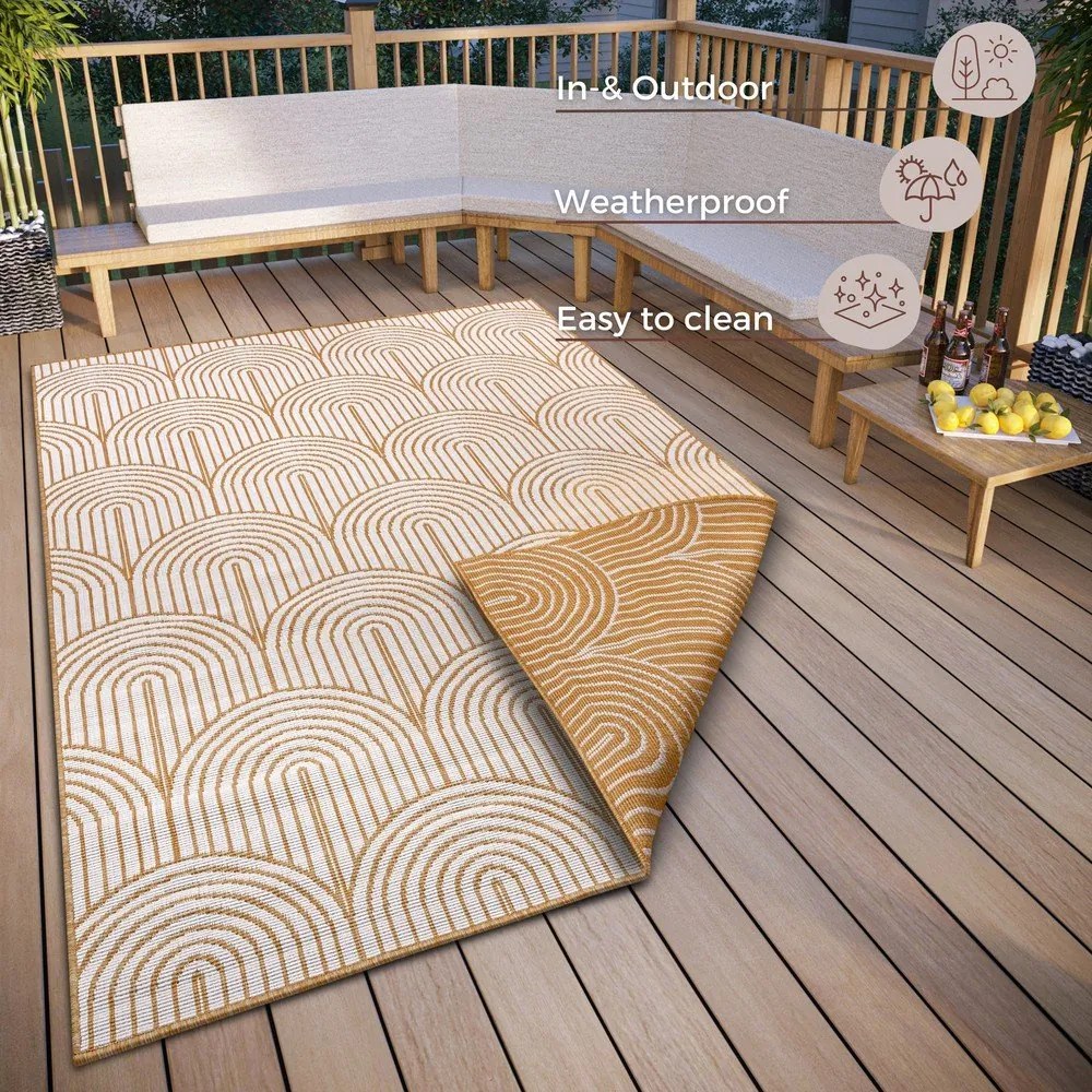 Външен килим в цвят жълта охра 160x230 cm Pangli Ochre – Hanse Home
