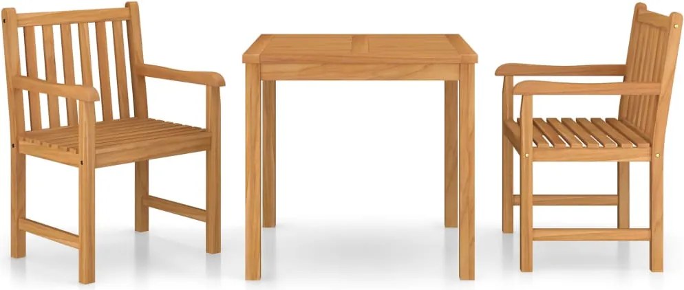 3059923 vidaXL Градински комплект за хранене от 3 части, 80x80 см, масивно тиково дърво
