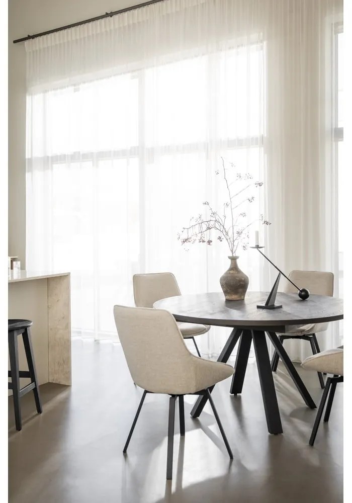 Тъмнокафява кръгла сгъваема трапезна маса от декор от дъб ø 135 cm Maddock – Rowico