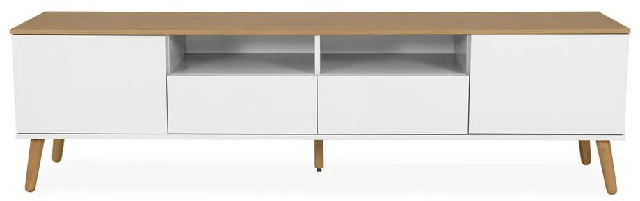 Бяла маса за телевизор с дъбови крака, широчина 192 cm Dot - Tenzo