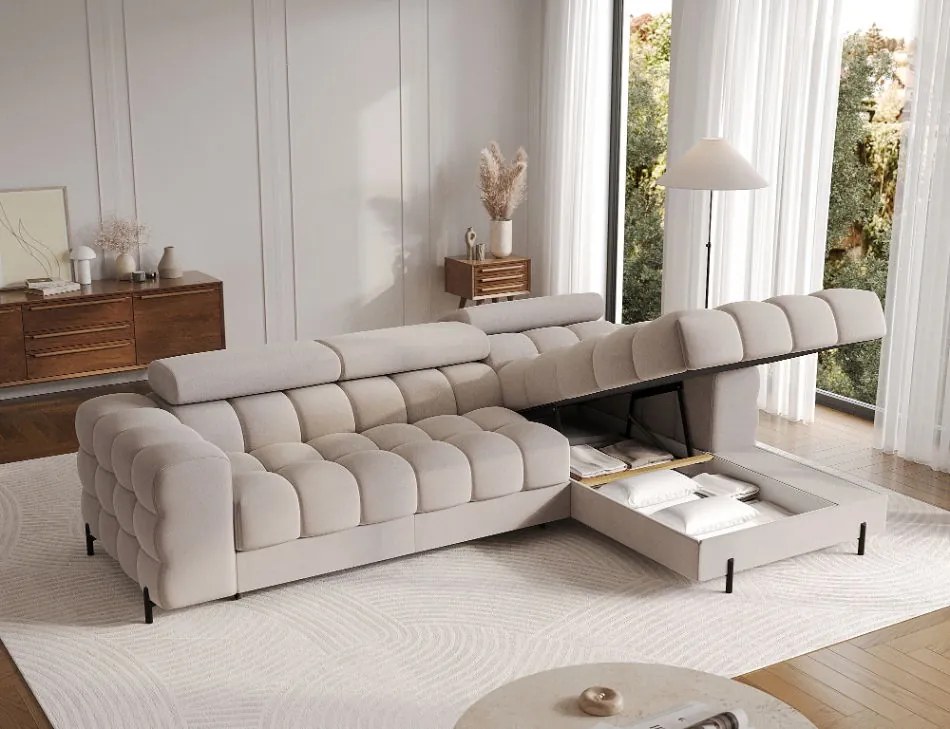 Ъглов диван Freyia-Бежов-Десен