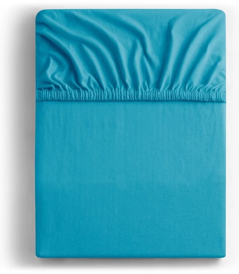 Син еластичен чаршаф от джърси 90x200 cm Amber – Restilo