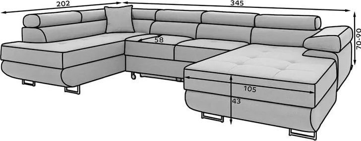 Светлосин разтегателен ъглов диван с място за съхранение (ляв ъгъл U форма) Rodrigo – ELTAP