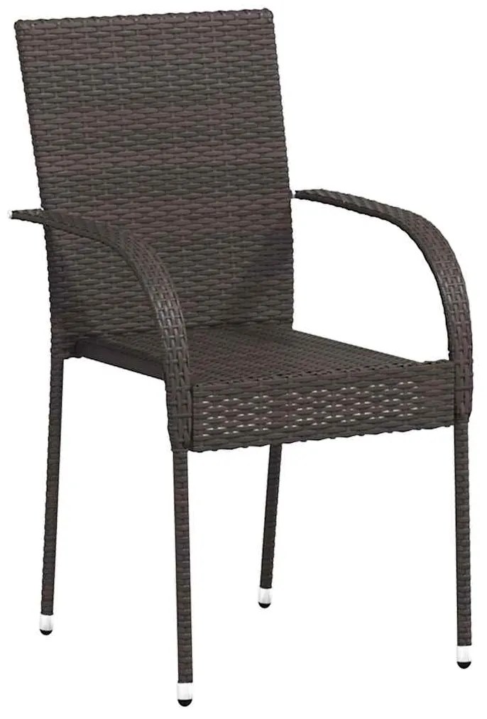 310083 vidaXL Стифиращи външни столове, 4 бр, полиратан, кафяви