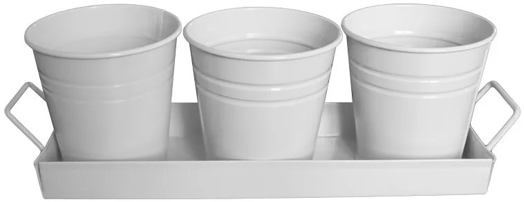 Feronya - Комплект 3бр. саксии на поставка бели 5410-3