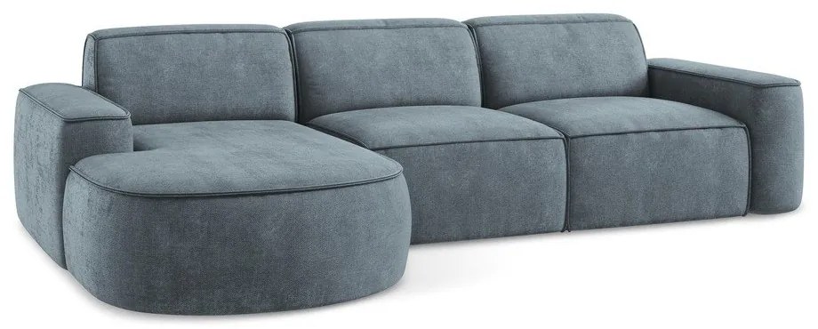 Сиво-син шенилов ъглов диван (ляв ъгъл) Omao – Makamii