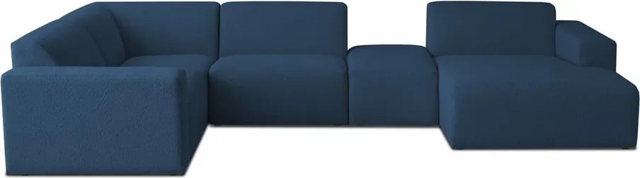 Тъмносин ъглов диван от букле ("U" форма) Roxy – Scandic